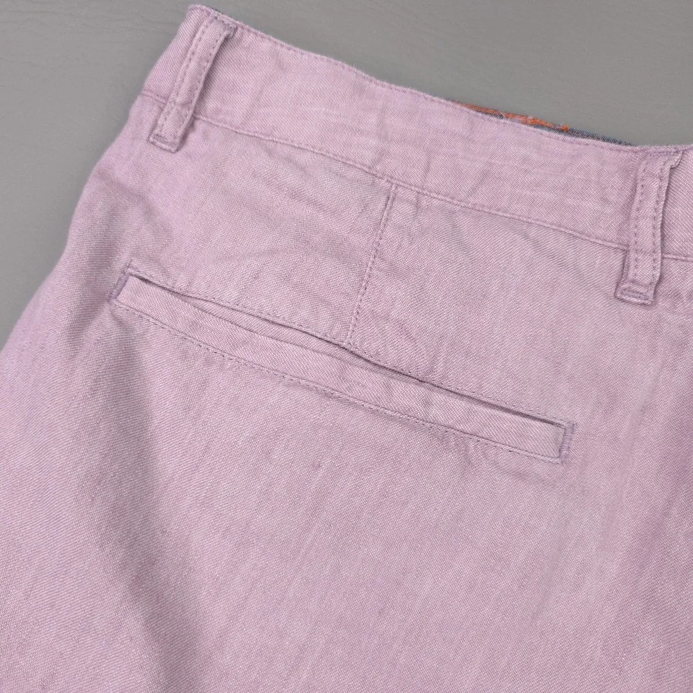 Faherty Shorts Mens 36 Pink Linen Cotton Stretch‎ Chino 7 Inch Summer Casual